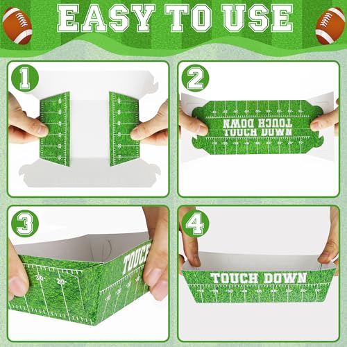 Helimoto 100 PCS Football Party Supplies, Football Paper Food Tray, Large Disposable Snack Tray, Party Snacks Serving Trays for Hamburg Taco Fries Hot Dog Touchdown Favors - Image 3