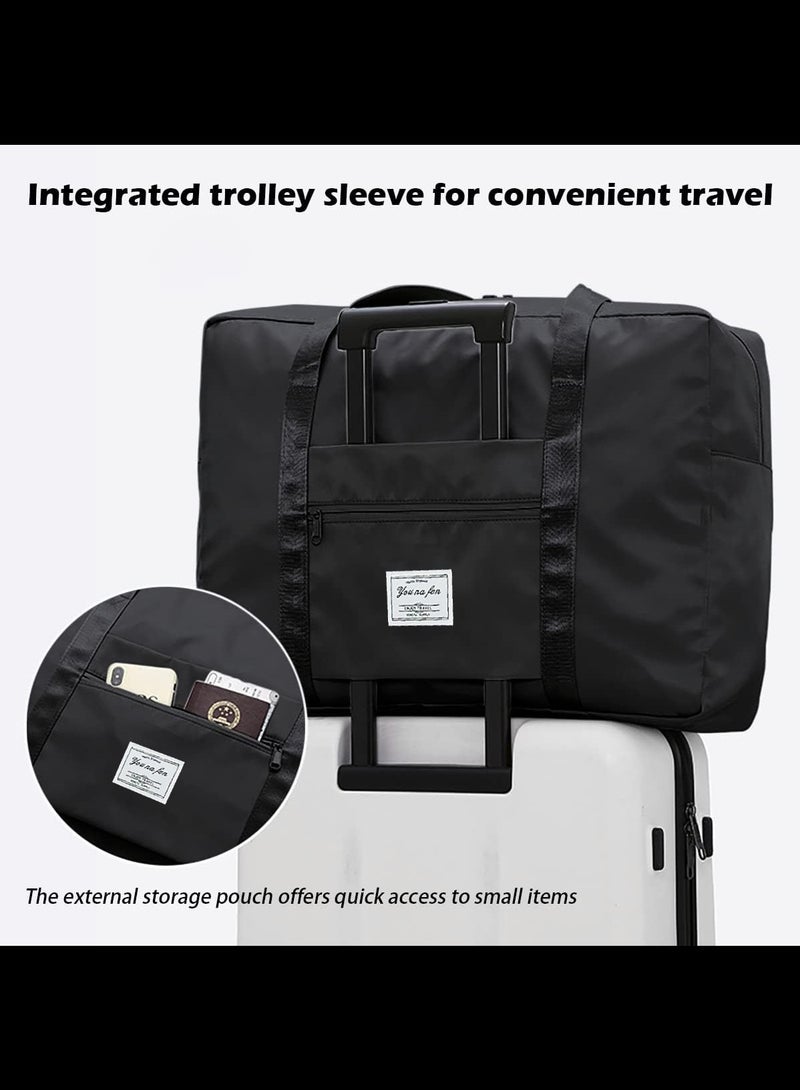 Travel Duffel Bag,42 x34 x 14.5cm,Airlines Carry on Luggage Bag,Weekender Bag for Women and Men,Black  - Image 4
