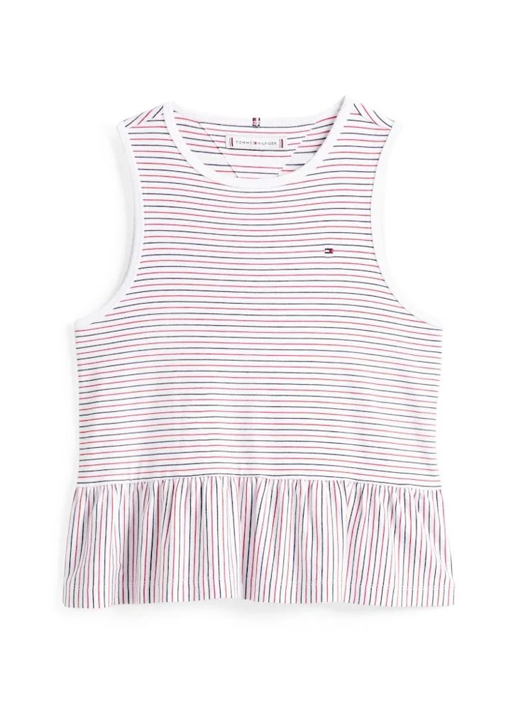TOMMY HILFIGER Kids Peplum Sleeveless Stripe Top