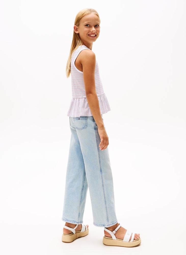 TOMMY HILFIGER Kids Peplum Sleeveless Stripe Top  - Image 2