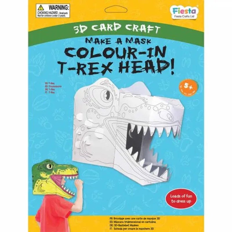 FIESTA CRAFTS T-Rex Colour-In 3D Mask Card Craft T-3042