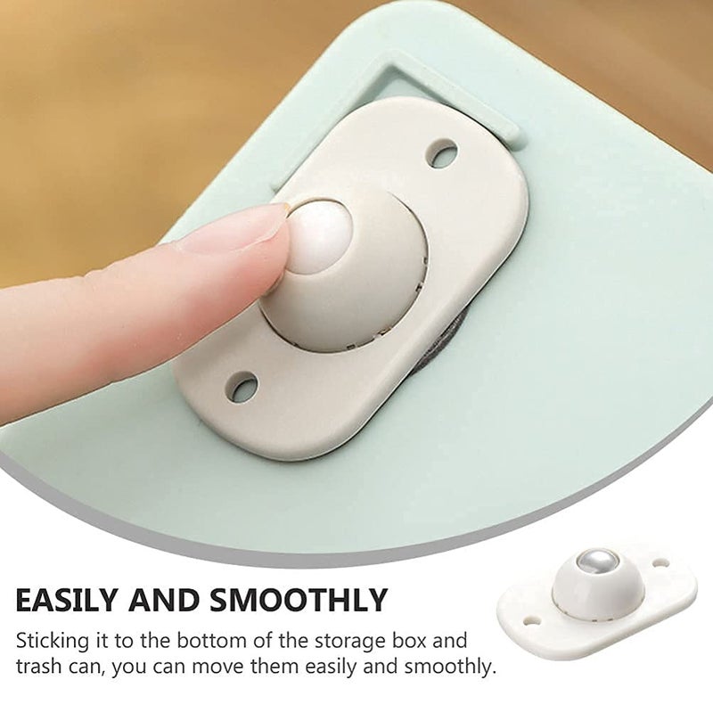 kunya Kunya 4 Pc Self Adhesive 360 Degree Mini Swivel Casters Wheels Universal Wheels at the Bottom of the Storage Box Trash Can Baby Toys Car Cloth Bin Container Cabinet Furniture - Image 2