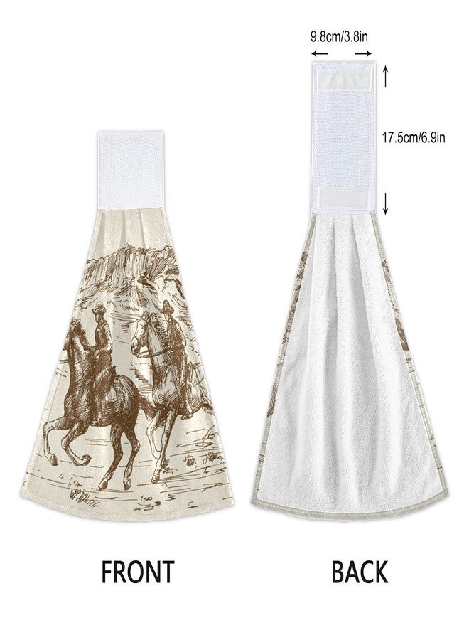 WELLDAY 2 Pcs Hanging Hand Towels Soft Absorbent Western Desert Cowboy Towel for Kitchen Bathroom - Image 4