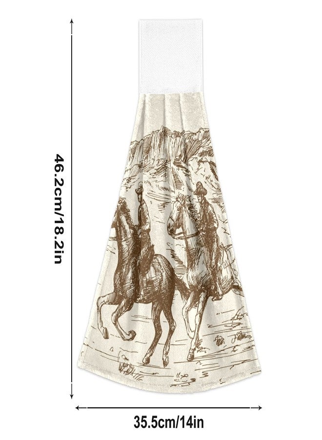 WELLDAY 2 Pcs Hanging Hand Towels Soft Absorbent Western Desert Cowboy Towel for Kitchen Bathroom - Image 3