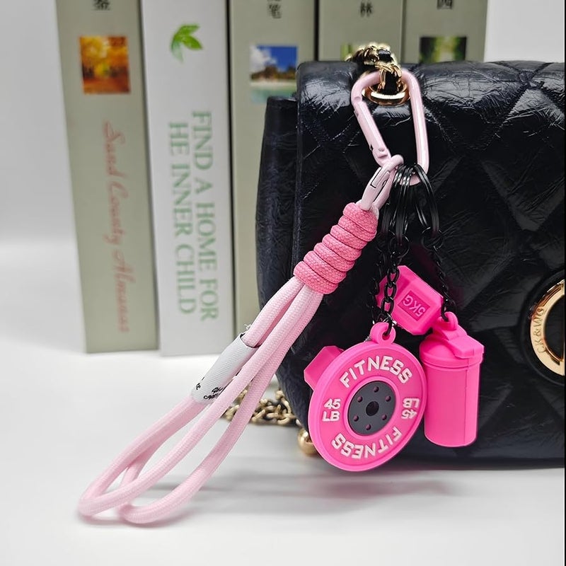 Bandfol Fitness Keychain Silicone Barbell Key Chain with Rope Handle for Gym Lover - Image 4