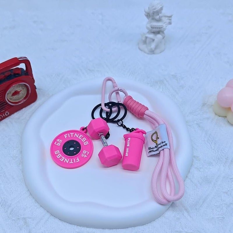 Bandfol Fitness Keychain Silicone Barbell Key Chain with Rope Handle for Gym Lover - Image 2
