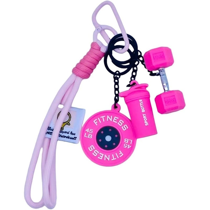 Bandfol Fitness Keychain Silicone Barbell Key Chain with Rope Handle for Gym Lover - Image 1