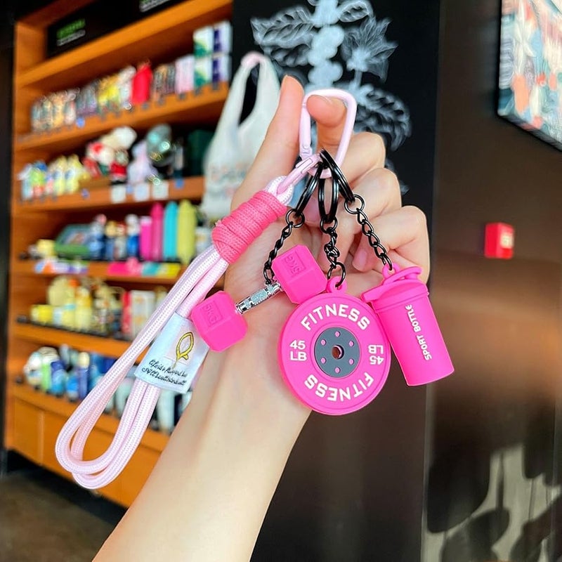 Bandfol Fitness Keychain Silicone Barbell Key Chain with Rope Handle for Gym Lover - Image 3