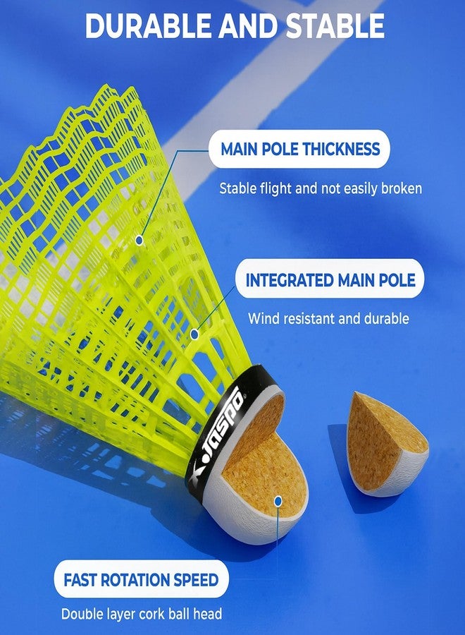 Jaspo Tech-300 Nylon Badminton Shuttlecocks | High-Speed & Durable | Great Stability for Indoor & Outdoor Training & Practice, Premium Cork Base (Set of 6pcs) - Image 4