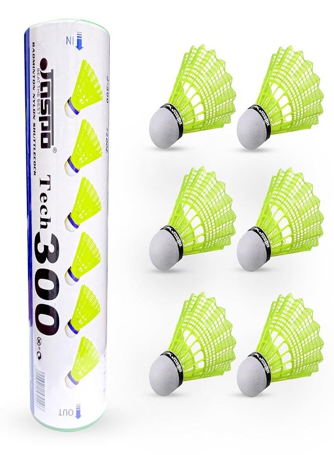 Jaspo Tech-300 Nylon Badminton Shuttlecocks | High-Speed & Durable | Great Stability for Indoor & Outdoor Training & Practice, Premium Cork Base (Set of 6pcs) - Image 1