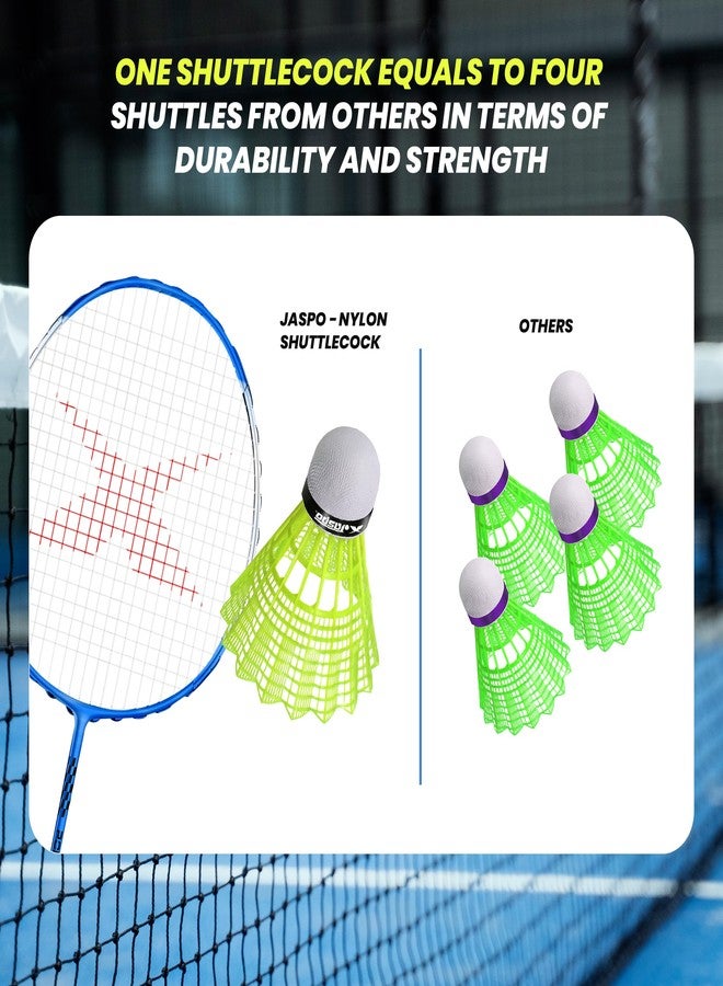 Jaspo Tech-300 Nylon Badminton Shuttlecocks | High-Speed & Durable | Great Stability for Indoor & Outdoor Training & Practice, Premium Cork Base (Set of 6pcs) - Image 5