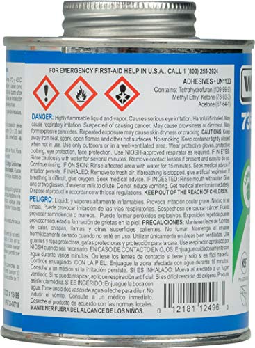 IPS Weld-On 12496 735 Wet 'N Fast Medium-Bodied High Strength PVC Cement - Extremely Fast Setting and Low-VOC, Blue, 1 Pint (16 fl oz) - Image 4