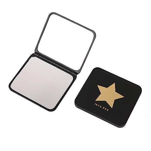 Mockery Acrylonitrile Butadiene Styrene (ABS) Tabletop Mount Travel Makeup Mirror, Handheld Folding Compact Mirror, Compact Mirror For Purses Travel For Women Girls - Star Style (Black, 1Pcs) - Image 1