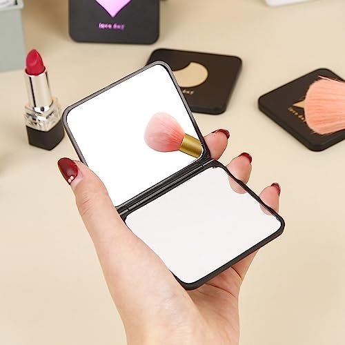 Mockery Acrylonitrile Butadiene Styrene (ABS) Tabletop Mount Travel Makeup Mirror, Handheld Folding Compact Mirror, Compact Mirror For Purses Travel For Women Girls - Star Style (Black, 1Pcs) - Image 3