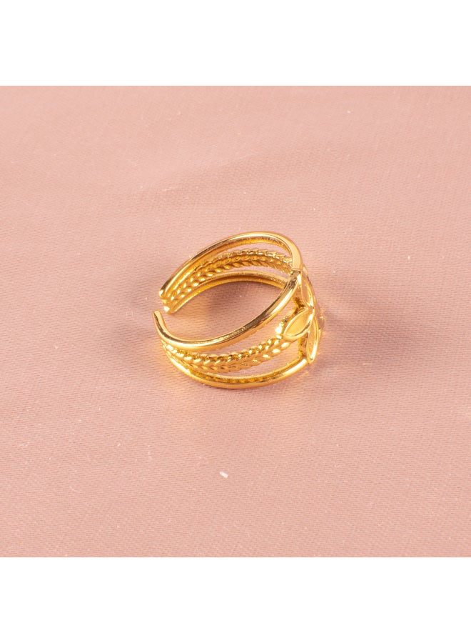 The Black Pearl Accessories Stainless Steel Golden Free Size Ring  - Image 3