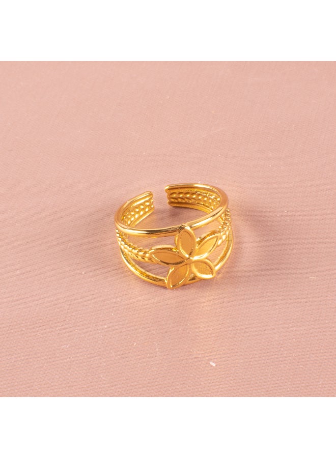 The Black Pearl Accessories Stainless Steel Golden Free Size Ring  - Image 2
