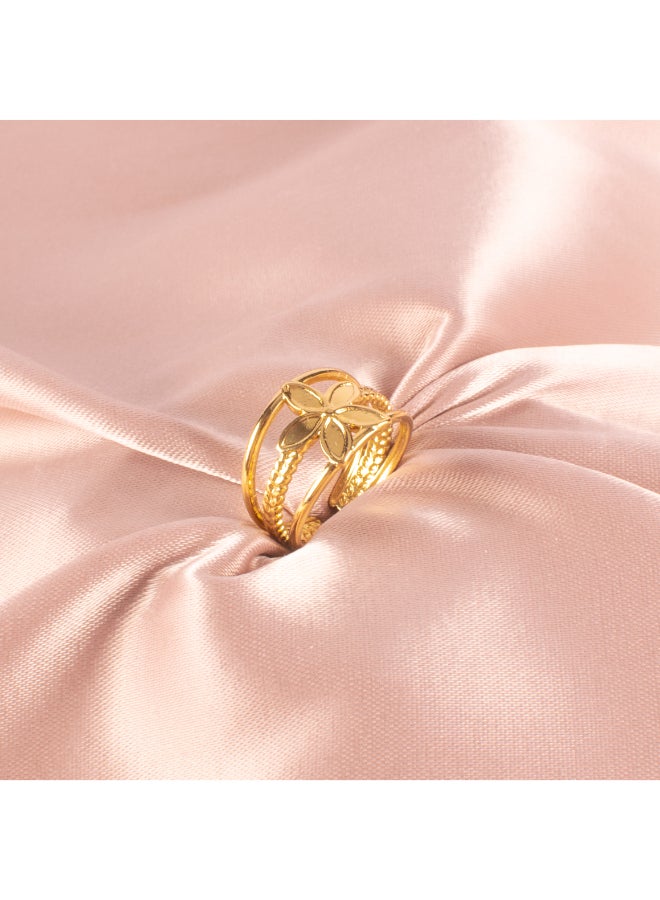 The Black Pearl Accessories Stainless Steel Golden Free Size Ring  - Image 1