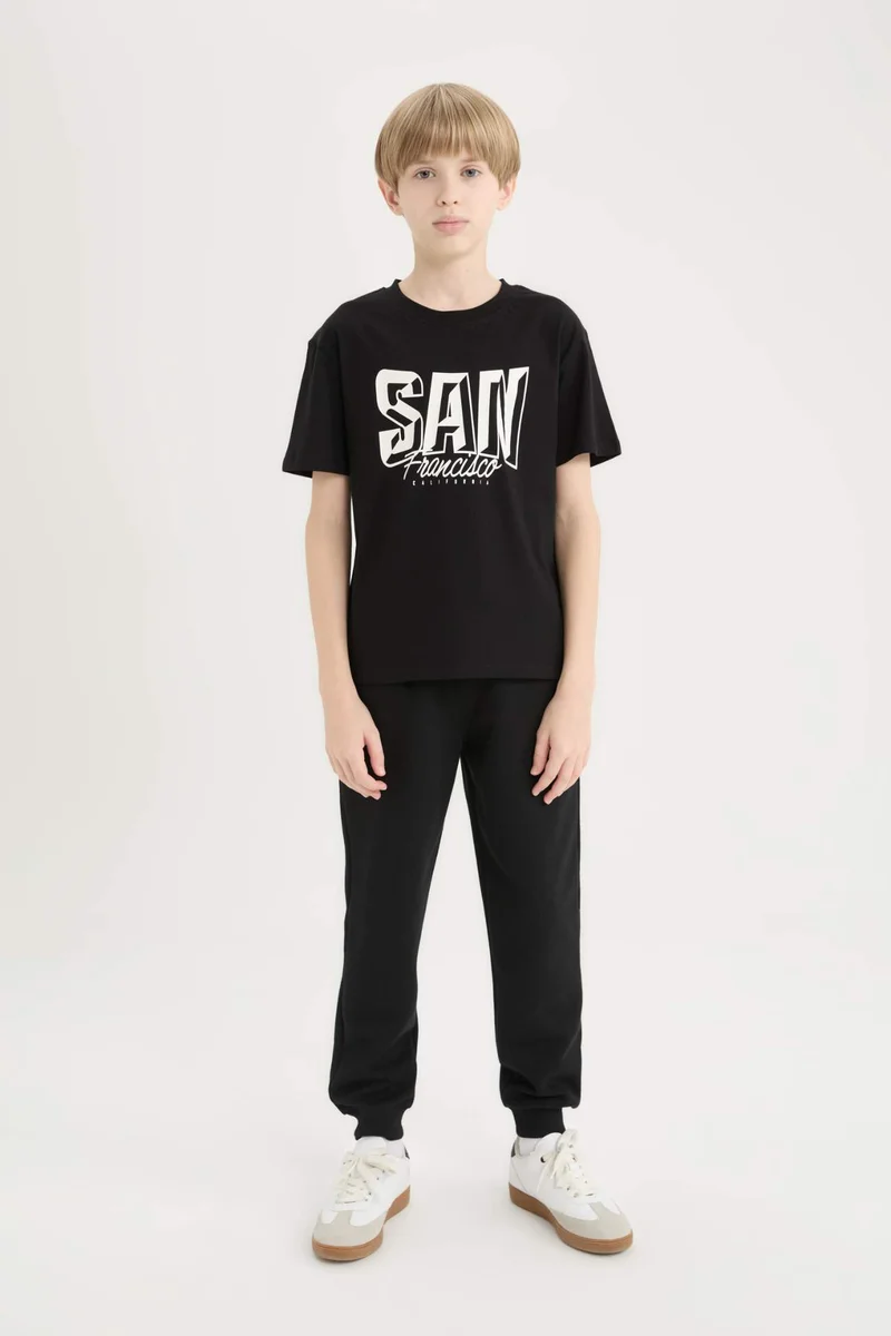 ديفاكتو Boy Crew Neck Printed Short Sleeve T-Shirt