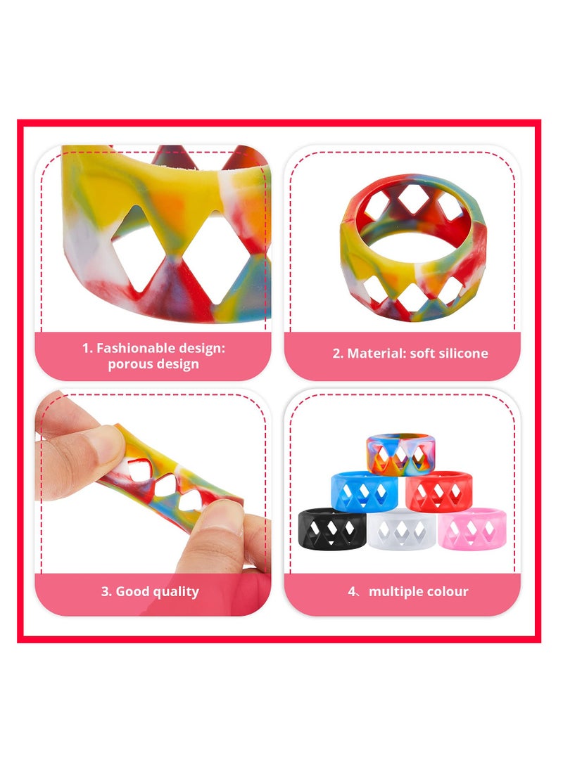 Barakah 18 Pcs Silicone Anti Slip Ring Non Skid Band Ring Soft Protection Sleeve Bulb Glass Silicone Ring 6 Colors (25 x 17 mm) - Image 2