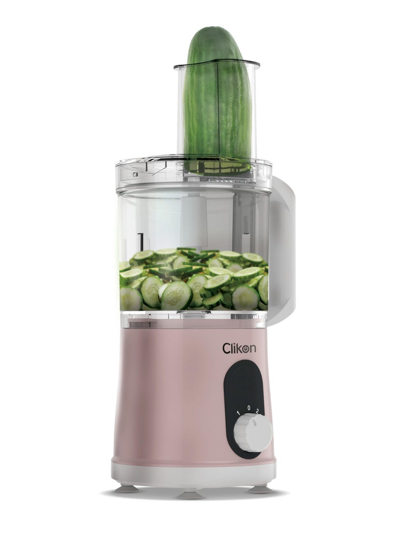Clikon 3 Speed Multi Chopper Mini Food Processor With 700ML Jar Capacity, Stainless Steel Blades | Perfect For Blending & Chopping Fruits, Vegetables & More 0.7 L 500 W CK2678 Pink - Image 2