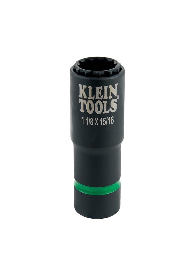 Klein Tools 2-in-1 Impact Socket with 12-Point Deep Sockets, Coaxial Spring Loaded in 1-1/8 and 15/16-Inch Sizes - Image 1