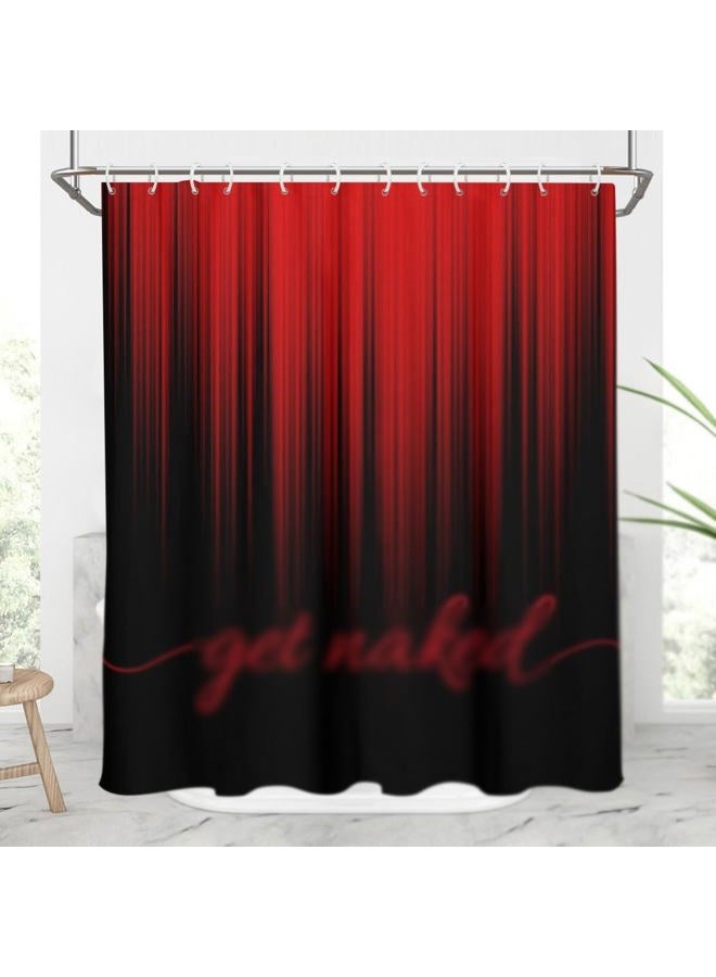 AAtter Red and Black Shower Curtain Get Naked Ombre Burgundy Stripe Gradient Dark Simple Style Art Home Bathroom Decor Bathtub Set，60x72，Modern - Image 1