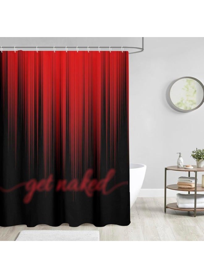 AAtter Red and Black Shower Curtain Get Naked Ombre Burgundy Stripe Gradient Dark Simple Style Art Home Bathroom Decor Bathtub Set，60x72，Modern - Image 2