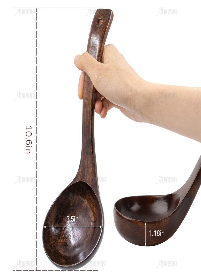 AUEAR, Wooden Ladle Spoon Porridge Large Bamboo Soup Kitchen Scoop for Tool (Brown) - Image 2