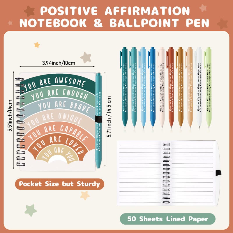 Thenshop 80 Pcs Team Employee Appreciation Gifts Bulk: 40 Mental Health Wellness Journals & 40 Self Care Pens for Women Coworker Office Staff Social Worker Healthcare Docotor Nurse (Rainbow Color) - Image 2