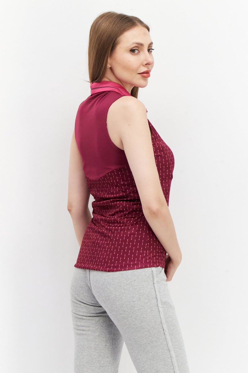 asics Women Sportswear Fit Sleeveless Tennis Polo Shirt, Plum  - Image 4