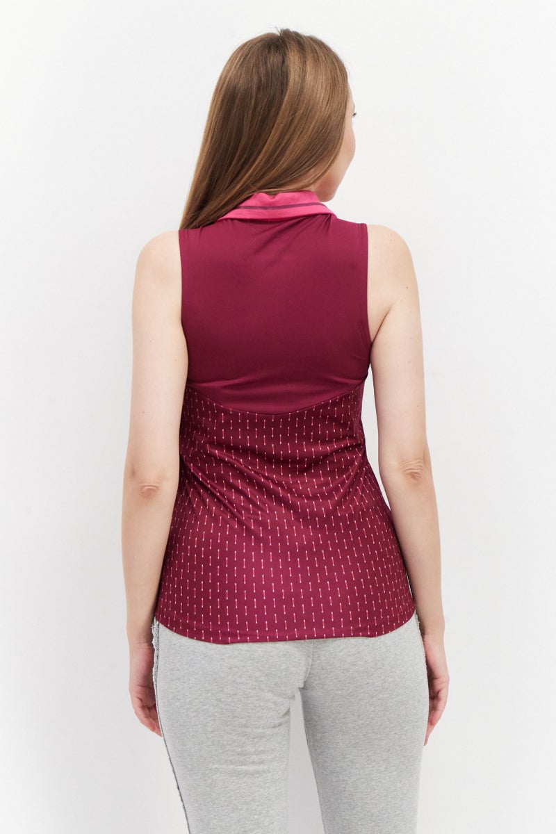 asics Women Sportswear Fit Sleeveless Tennis Polo Shirt, Plum  - Image 2