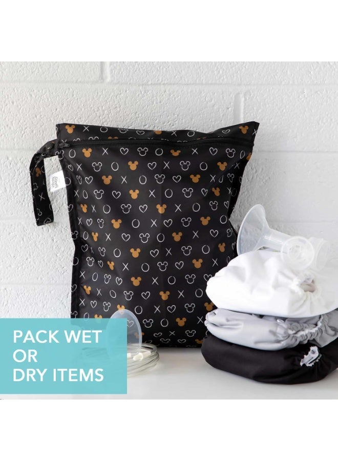 Bumkins Disney Waterproof Wet Bag for Baby, Travel, Swim Suit, Cloth Diapers, Pump Parts, Pool, Beach, Gym Clothes, Toiletry, Hook to Stroller, Daycare, Zip Reusable Wetdry Packing, Minnie Mouse Icon - Image 5