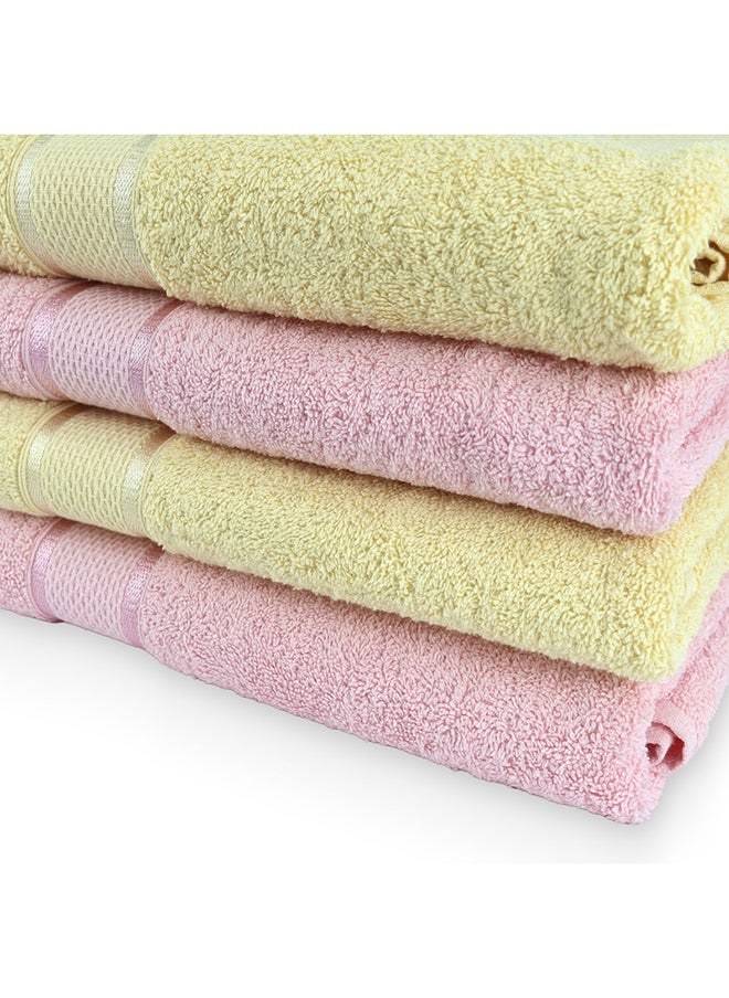 White Rose 4 Piece Bathroom Towel Set Alizaya 500 GSM 100% Cotton Terry 4 Bath Towel 70x140 cm Pink & Yellow Color Quick Dry Super Absorbent  - Image 5