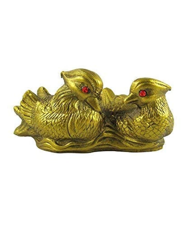 GJ Feng Shui Mandarin Ducks (7 cm x 5 cm x 6 cm) - Brass Color - Image 2