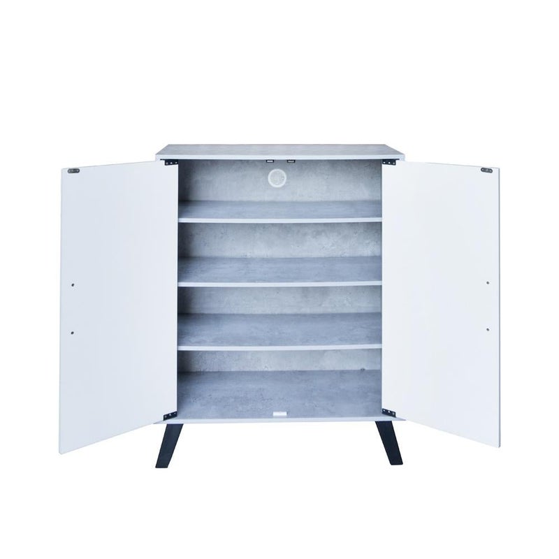 بيتي خزانة تنظيم الأحذية خشب ماليزي بابين 4 مستويات , رمادي وأبيض - Image 4