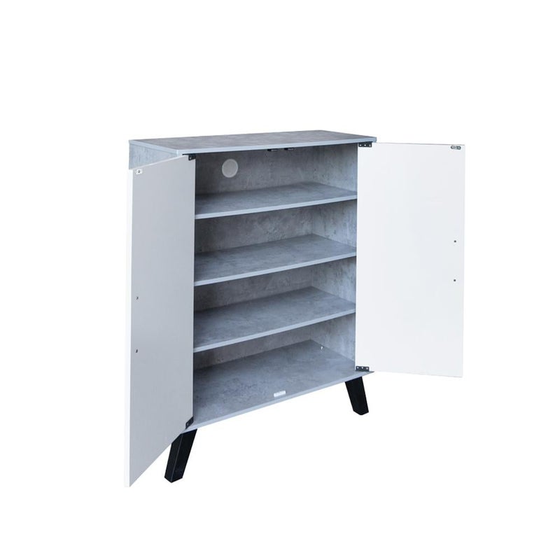 بيتي خزانة تنظيم الأحذية خشب ماليزي بابين 4 مستويات , رمادي وأبيض - Image 5