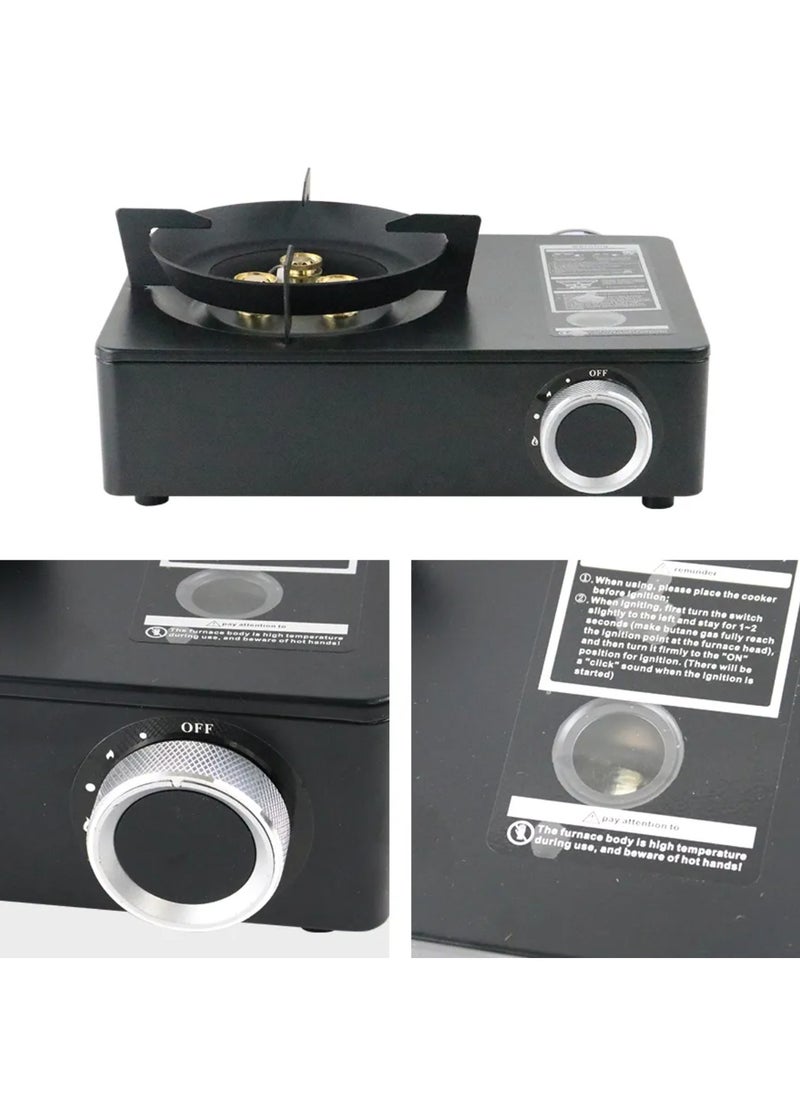 Tradeo - Portable Camping Stove, Extra High Output, Single Burner Butane Stove Camping Accessories, Outdoor Windproof Camp Stove, Camping Cooking Grill, Propane Burner and Backpacking Essentials. Black - Image 1