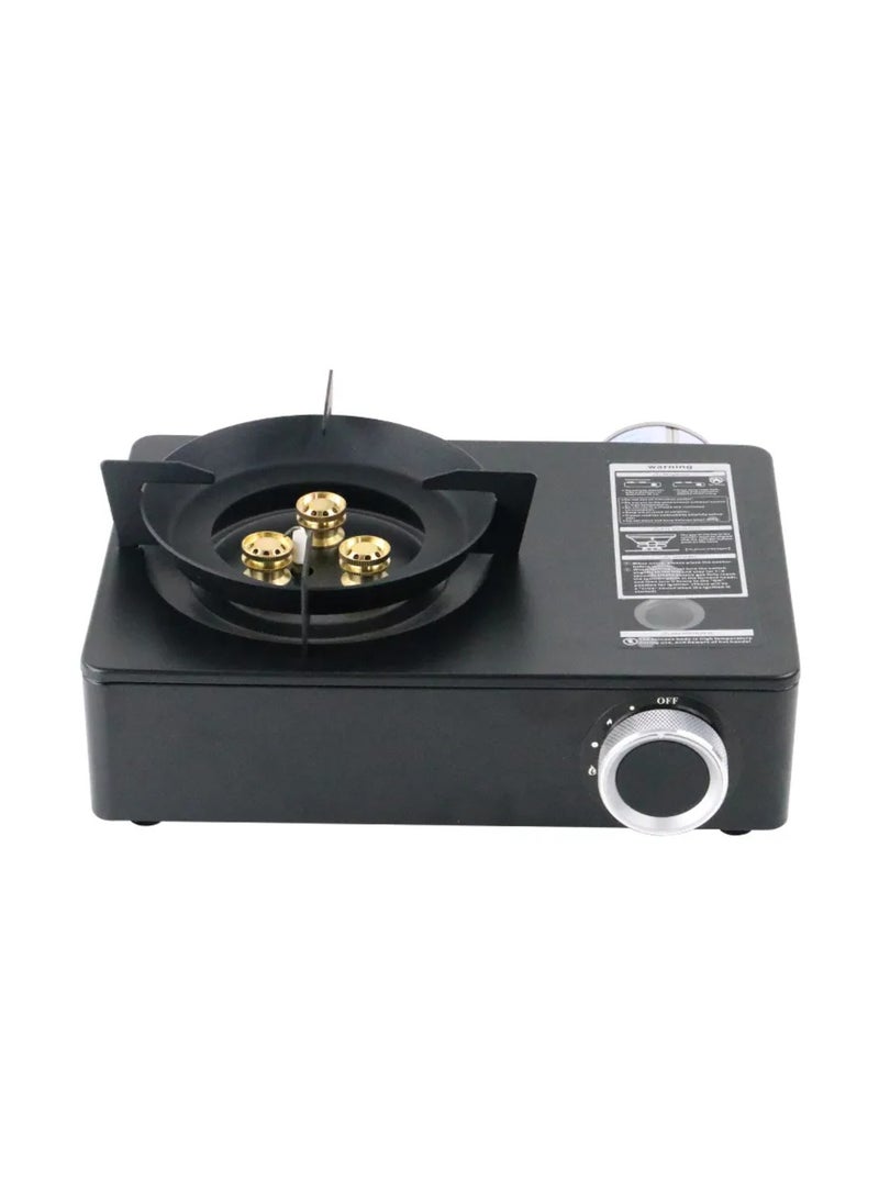 Tradeo - Portable Camping Stove, Extra High Output, Single Burner Butane Stove Camping Accessories, Outdoor Windproof Camp Stove, Camping Cooking Grill, Propane Burner and Backpacking Essentials. Black - Image 1