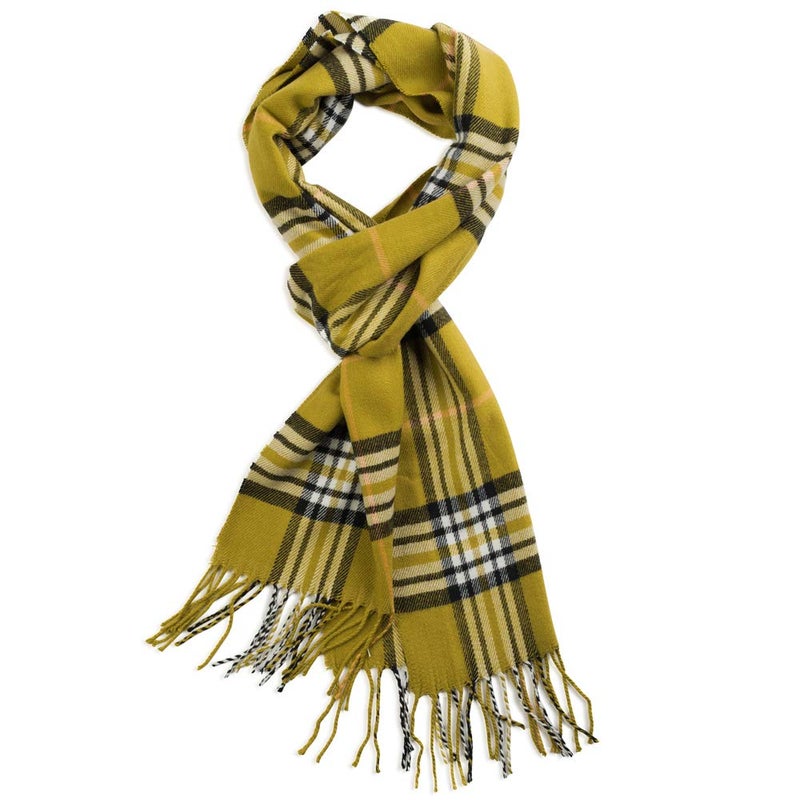 VERONZ Super Soft Luxurious Classic Cashmere Feel Winter Scarf (Olive Plaid) - Image 1