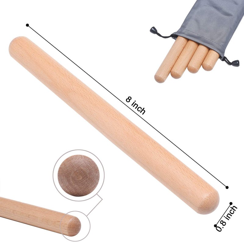 TDOCK 8 Pcs Musical Percussion Instrument Set, includes 4 Pcs 8 Inch Rhythm Sticks Wood Claves and 4 Pcs Wood Egg Shakers - Image 3