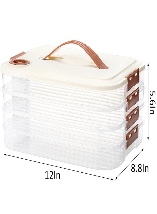 WUWEOT 4-layer Food Storage Container, Refrigerator Organizer Bin, Plastic Sugar Cookies Storage Box Case, Portable Dumpling Keeper with Lid for Snack, Fruit, Vegetables, Meat, Sandwiches, Wontons - Image 2