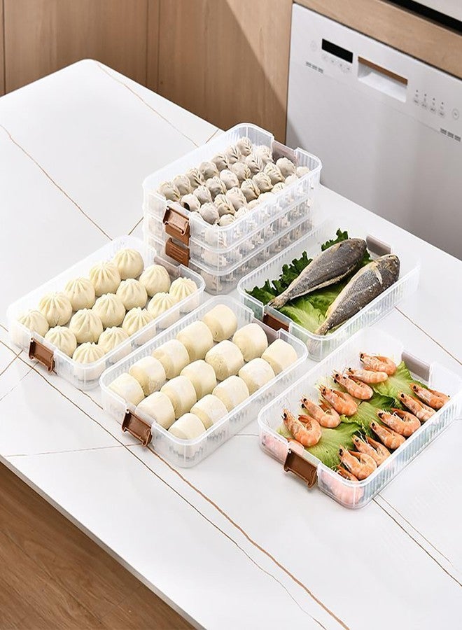 WUWEOT 4-layer Food Storage Container, Refrigerator Organizer Bin, Plastic Sugar Cookies Storage Box Case, Portable Dumpling Keeper with Lid for Snack, Fruit, Vegetables, Meat, Sandwiches, Wontons - Image 5