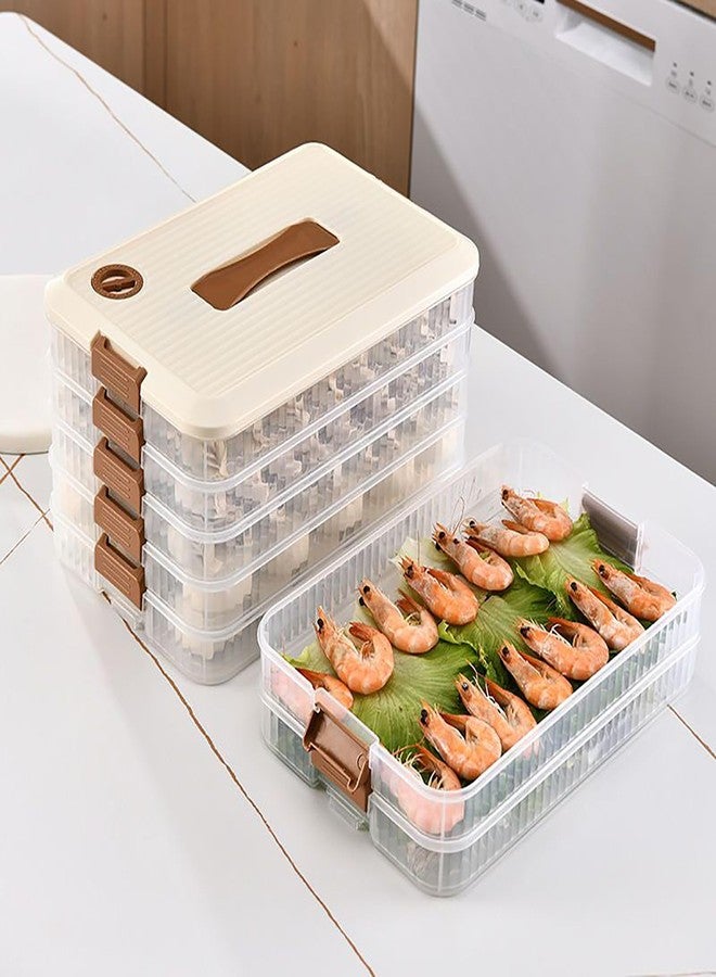 WUWEOT 4-layer Food Storage Container, Refrigerator Organizer Bin, Plastic Sugar Cookies Storage Box Case, Portable Dumpling Keeper with Lid for Snack, Fruit, Vegetables, Meat, Sandwiches, Wontons - Image 3