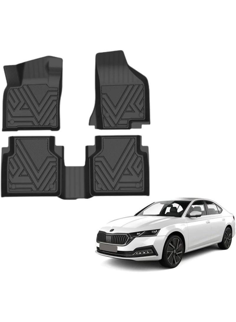 TPE Black Car Floor Mats Compatible with Skoda Octavia A8 - Image 1