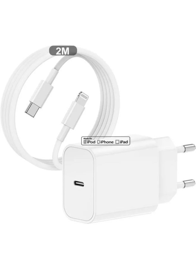 Vidvie Cable 2 m for Iphone with 30W USB-C 2-Pin Power Adapter White
