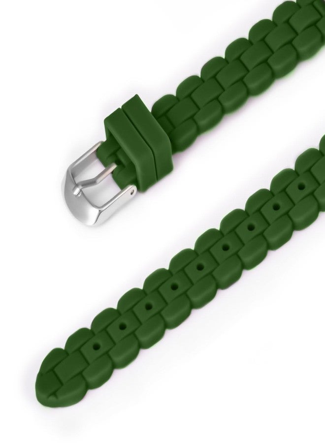 Bisley Women Watch Dark Green Silicone Strap White Dial Easy to Read Watch - Image 3