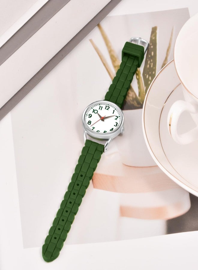 Bisley Women Watch Dark Green Silicone Strap White Dial Easy to Read Watch - Image 5