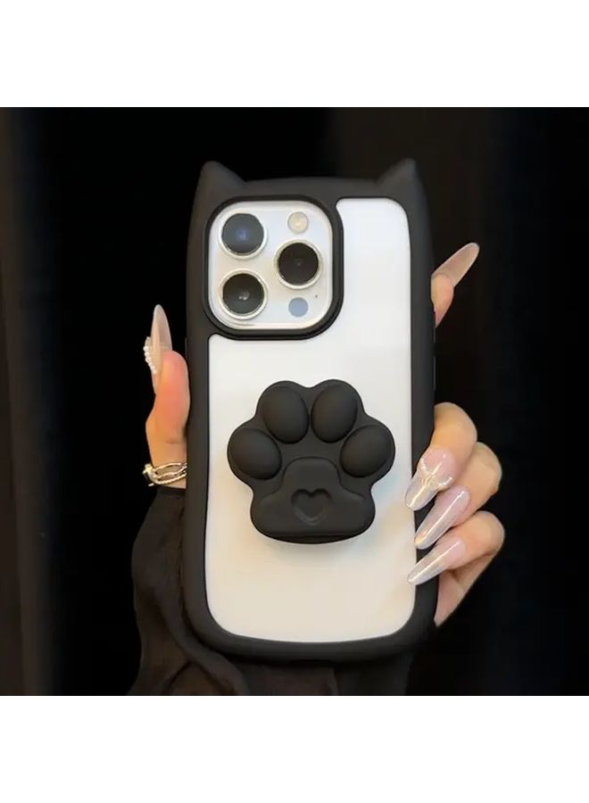 غطاء هاتف سيليكون شفاف باللون الأزرق الفاتح مع تصميم مخلب القط لهاتف iPhone 14 - Image 1