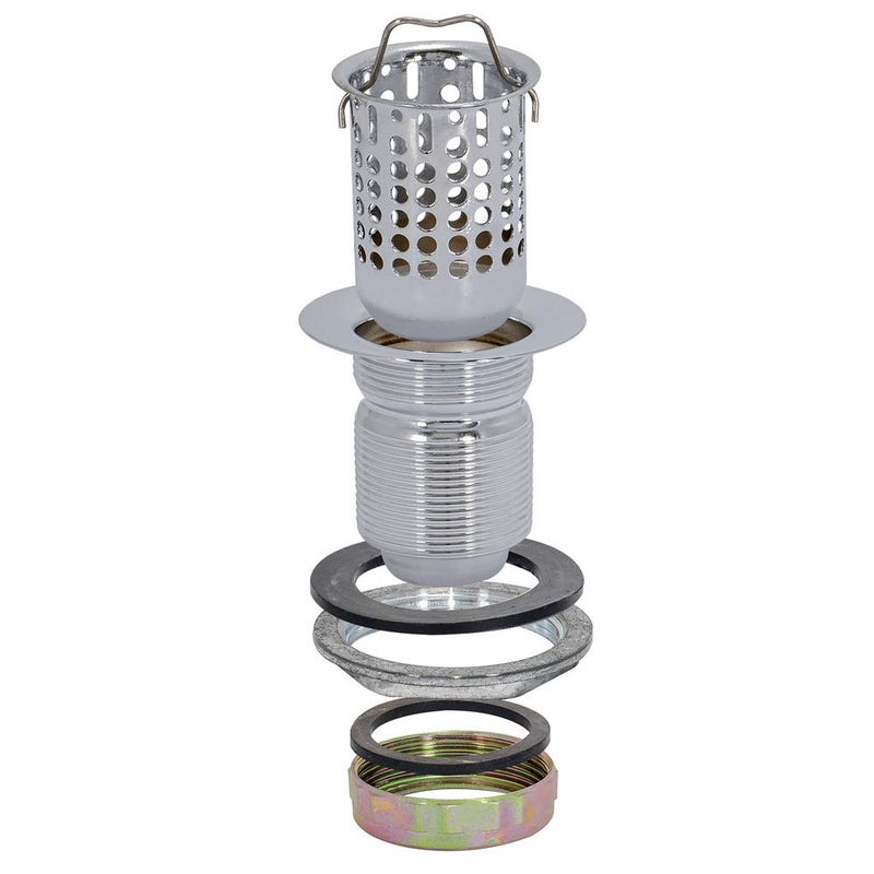 EZFLO 3 Inch Removable Kitchen Sink Strainer Drain Extended Shank Junior Duo Stainless Steel 178 Inch to 214 Inch Opening 30037