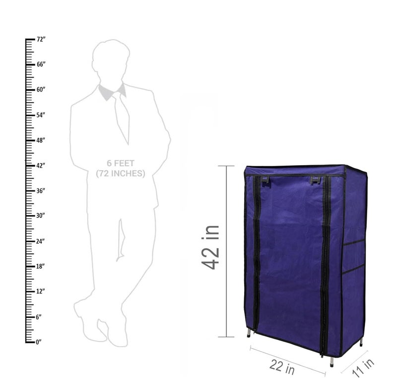 PHILOSHOP PHILOSHOP 6 Tier Collapsible Wardrobe Clothes Organizer Adjustable Racks Space Saving Foldable Stand Multipurpose Storage Shelves Lightweight Cabinet for Men Women Kids with Cover Navy Blue - Image 5